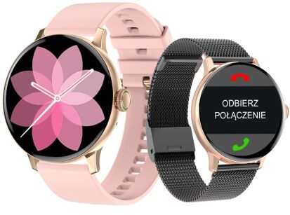 Smartwatch Damski GIEWONT Różowe Złoto Czarny GW330-4