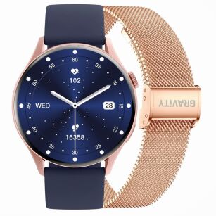 Smartwatch Gravity Różowe Złoto Pasek + Bransoleta GT11-6