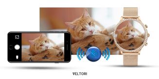 Smartwatch Damski VELTORI VT310-1 Złota Bransoleta + Różowy Pasek Silikonowy - 19