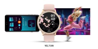 Smartwatch Damski VELTORI VT310-1 Złota Bransoleta + Różowy Pasek Silikonowy - 23