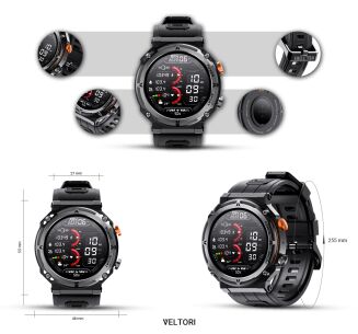 Smartwatch VELTORI VT130-1 Czarny Pasek Silikonowy - 13