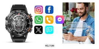 Smartwatch VELTORI VT120-1 Czarny Pasek Silikonowy - 15