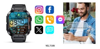 Smartwatch VELTORI VT200-1 Czarny Pasek Silikonowy - 13