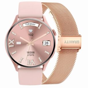 Smartwatch Gravity Różowe Złoto Pasek + Bransoleta GT11-5