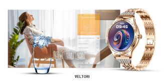 Smartwatch Damski VELTORI VT350-1 Bransoleta Różowe Złoto - 19