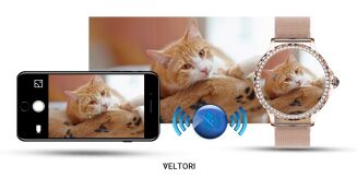 Smartwatch Damski VELTORI VT320-1 Złota Bransoleta + Różowy Pasek Silikonowy - 20