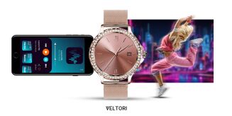 Smartwatch Damski VELTORI VT320-1 Złota Bransoleta + Różowy Pasek Silikonowy - 24