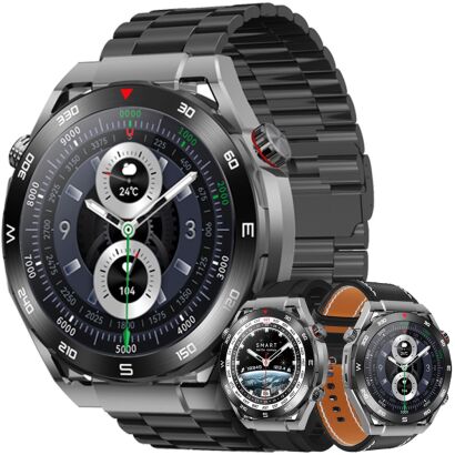 Smartwatch VELTORI VT100-1 + Czarny Pasek Silikonowy + Czarny Eko Skóra