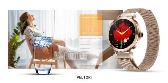 Smartwatch Damski VELTORI VT340-1 Złota Bransoleta + Różowy Pasek Silikonowy - 17