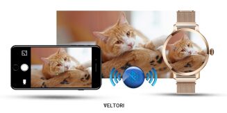 Smartwatch Damski VELTORI VT340-1 Złota Bransoleta + Różowy Pasek Silikonowy - 21